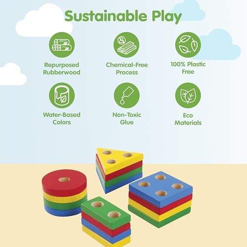 PlanToys® Wooden Shape Sorter Toy for Toddlers, Montessori Kids Learning - Image 5