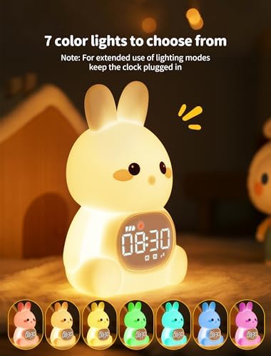 MASHI Bunny Kids Alarm Clock with Time to Wake Sleep Trainer White Noise - Image 5