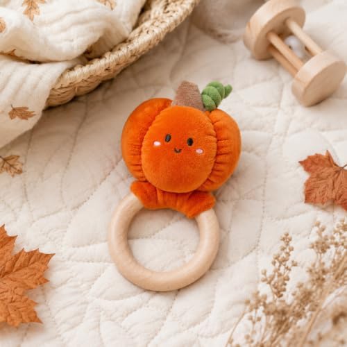 Pearhead Halloween Pumpkin Wooden Baby Teether - Image 5