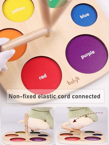 Dailyfunn Montessori Toys Wooden Rainbow Ring Stacker Color Size Learning Sorting Stacking Toy for Toddlers 1-3 Years Old - Image 6