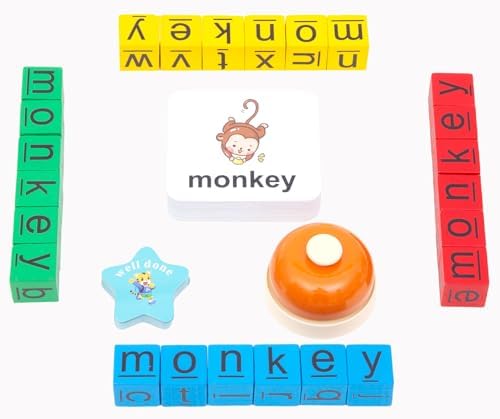 Word Race Cube Game, 60PCS 120 First Words, Wooden Alphabet Letter Blocks Phonics Matching Games for Kids Ages 3-8 by Zochoose