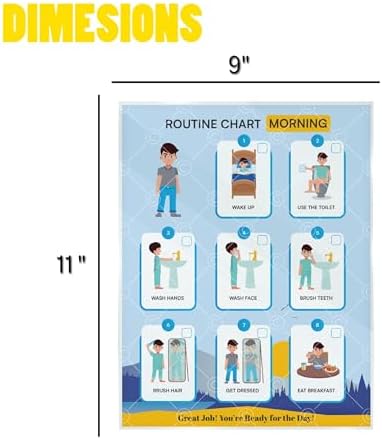 Morning Routine Chart for Kids – Step-by-Step Visual Schedule (9x12 Laminated) | Self-Care Educational Chart for Children, Special Needs & Autism – Morning Routine Support – English - Image 3