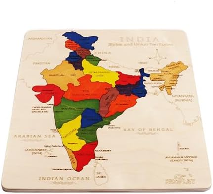 India Map Wooden Jigsaw Puzzle for Kids | 22 Puzzle Pieces | Learning & Educational Toy Gift for Boys & Girls Ages 4 Years and Above - Image 3