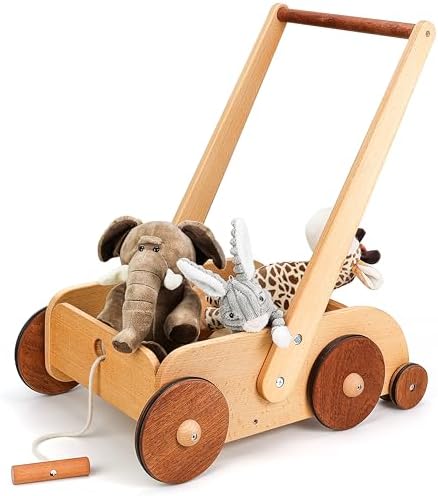 Woodtoe Wooden Baby Walker, Adjustable Speed Push Walker for Toddlers 1-3 by Woodtoe