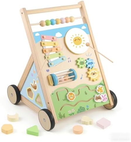 Wooden Baby Walker with Wheels Baby Push Walker Montessori Walker Toy by Ranqibo