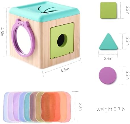 Youuys Wooden Baby Tissue Box Toy - Montessori Tissue Box Toy for Babies 12 Months with 3 Shape Blocks & 8 Silk Paper, Baby Boy Girl Gifts for Babies 12 18 Months Old Birthday Children Day - Image 6