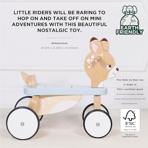 Le Toy Van - Petilou Wooden Ride On Deer Push Along Toy for Toddlers | Suitable for Boy Or Girl 1 Year Old +, Small - Image 6