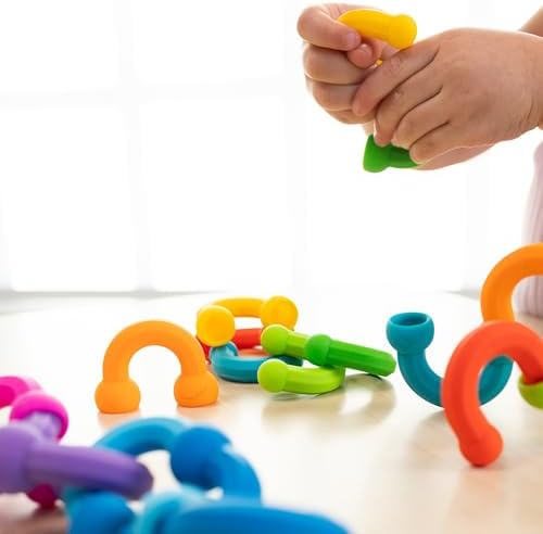 Fat Brain Toys Plip Links, Silicone Building Toys for Creative Play, Creative Construction Play Set for Preschoolers, Kids Toys Ages 3 to 12 - Image 3