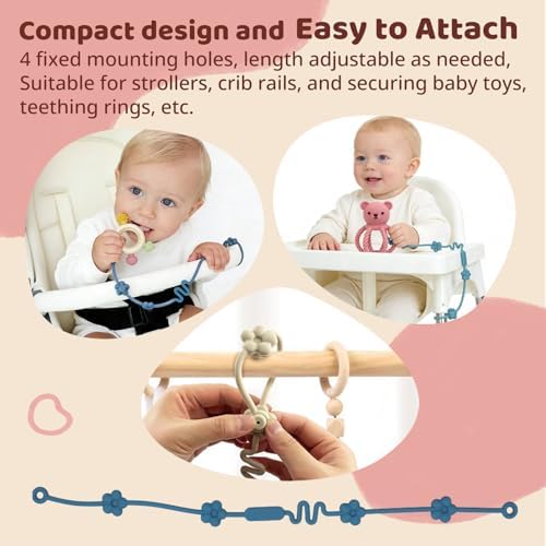 Baby Teething Rattle Toy, 3-in-1 Silicone Teether, Infant Sensory Toys - Image 5