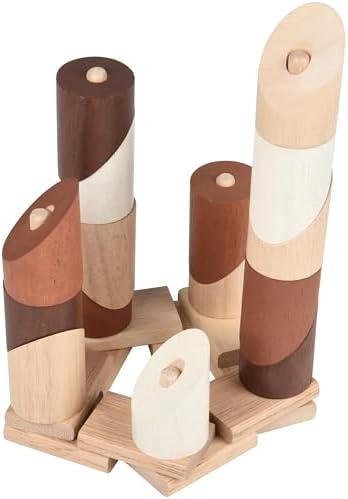 Constructive Playthings Montessori Natural Geo Stacker – 20-Piece Wooden Eco-Friendly Math & Fine Motor Skills Toy for Early Childhood, Sequencing, Patterns & Geometry - Image 6