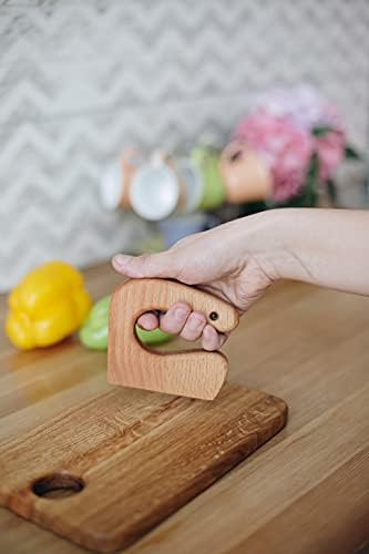 Toddler Wooden Kids Safe Knife, Children's Montessori Utensil Knife, Vegetable and Fruit Chopper, Beech Wood - Image 5