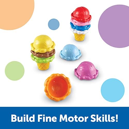 Learning Resources Smart Snacks Rainbow Color Cones - Ice Cream Toy Scoop, Sensory Play Food, Fine Motor for Toddlers, Color Sorting and Stacking , Montessori Kitchen, Preschool Activities - Image 4