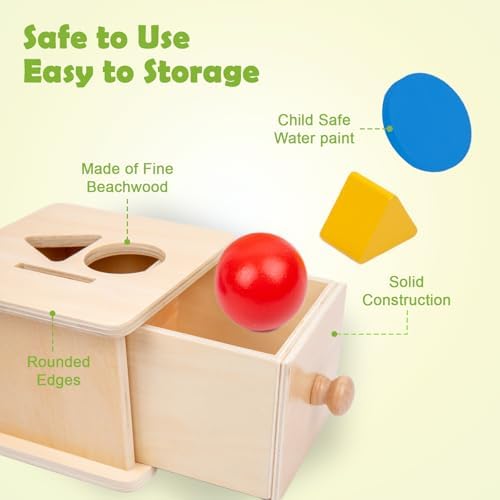Adena Montessori Wooden Coin Box with Drawer Object Permanence 6-12 Months - Image 2