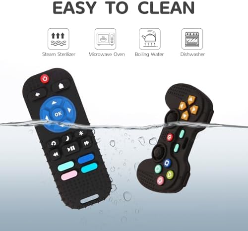 Hooku 2 Pack Silicone Teething Toys for Babies 0-6 Months, Teethers for Babies 6-12 Months, Remote Teether for Baby, Sensory Toys for Babies, Baby Chew Toys KLW8808 - Image 6
