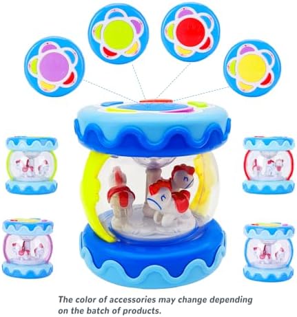 Baby Girl Toys Hand Drum Baby Rotating Musical Light Up Sensory Activity Crawling Toys 2 3+ Year Old Infant Girls Toy Gifts (Blue) - Image 6