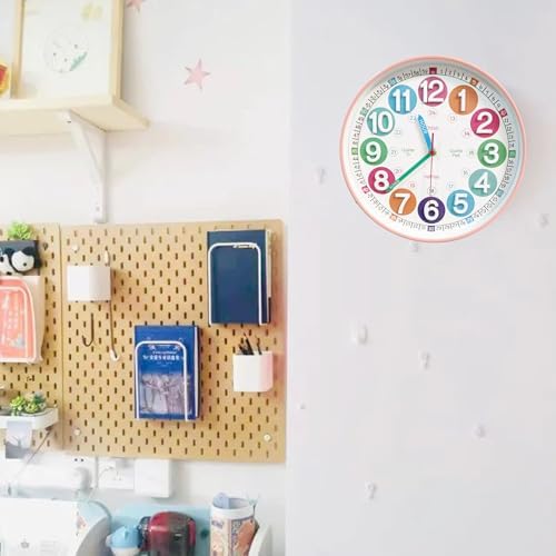 Learning Time Clock for Kids, 12 Inch 3D Peach Pink Classic Silent Wall Clock, Bedroom, Kitchen, Classroom, Decor at School, Clear Digital Clock for Kids Room - Image 5