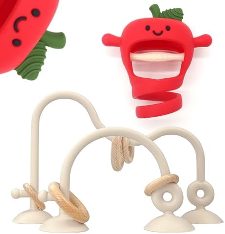 Baby High Chair Toy Teething Chew,Suction Cup Toys,BPA-Free Infant Teether by CuddleCubsCreations
