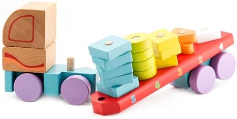 CUBIKA Wooden Geometric Shapes Truck– Montessori Toy for Toddlers Ages 3+– Shape Sorter and Stacking Truck Building Toy– FSC-Certified Wood, German Water-Based Paints, Travel-Friendly - Image 4