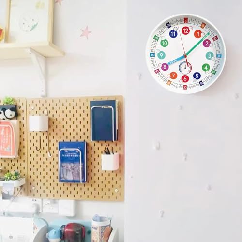 Learning Time Clock for Kids ，10Inch Colorful Clock Face Silent Clocks，Bedroom,Kitchen,Classroom,Clear Digital，Décor at School, Clear Digital Wall Clock for Kids Room (White) - Image 4