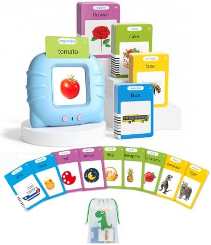 Aullsaty Talking Flash Cards for Toddlers Ages 1-3, 224 Words Montessori Speech Therapy Toys, Autism Sensory Toy, Educational Learning Speech Therapy Birthday Gifts for Boys Girls (Blue) by Aullsaty