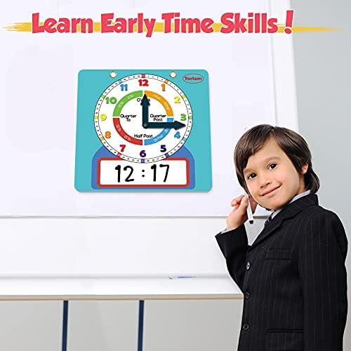 Large Magnetic Dry Erase Learning Clock for Kids Learn to Tell Time,12" Demonstration Teaching Time Practice Clock Analog Clocks with Pen, Classroom Supplies Homeschool Essentials Learning Resources - Image 4