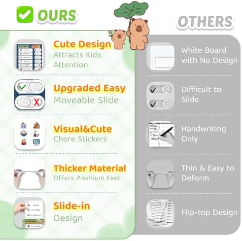Upgraded Slider Chore Chart for Kids, Magnetic Kids Chore Chart for 2 Kids, Dry Erase Morning/Bedtime Routine Chart for Kids Toddlers, Visual Schedule for Kids - Image 2