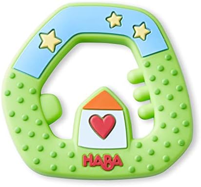 HABA Silicone Teethers for Babies 6-18 Months - Dreamland Design Silicone Teether Ring and Grasping Toy for Safe Sensory Development - Dishwasher Safe Baby Essentials by HABA