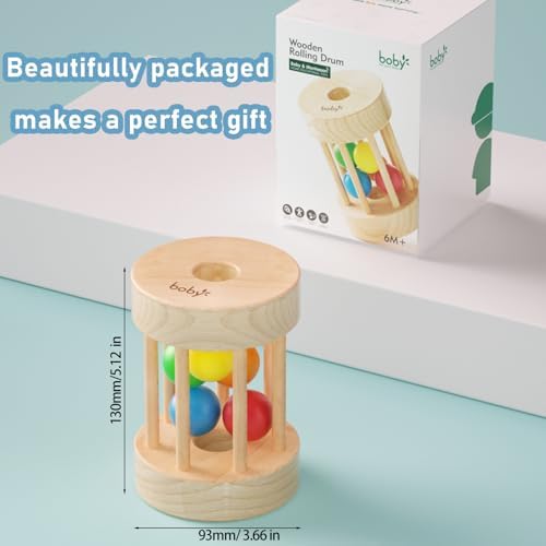 Dailyfunn Montessori Toys Wooden Infant Baby Rolling Rattle Toy for Babies 6-12-18-24 Months Newborn Shower Birthday Gift - Image 7