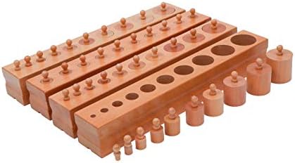 Adena Montessori Cylinder Block (Set of 4)-Montessori Educational Wooden Toy for Fine Motor Skills, Hand-Eye Coordination, and Cognitive Development by AdenaMontessori