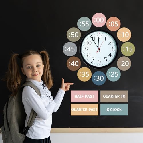 Boho Rainbow Clock Numbers Bulletin Board Kits, Telling Time Teaching Clock for Kids Labels, Learning to Tell Time Cutouts for Elementary Math Classroom Must Haves (Boho) - Image 6