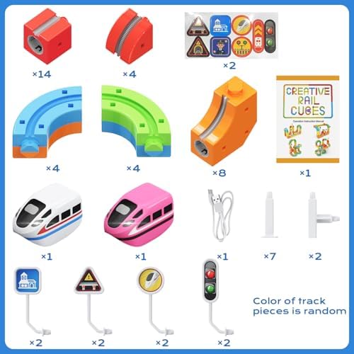 Electric Train Set,3D Infinity Flexible Tracks with Anti-Gravity 2 Cars for Kids Ages 3-8,DIY Race Track Block Building Toys,53pcs STEM Toy Train Birthday Gifts for Boys and Girls - Image 2