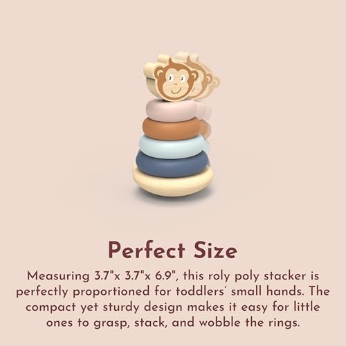 SPEEDY MONKEY Wooden Roly Poly Stacker | Wobble Base Ring Toy Kids Gift - Image 3