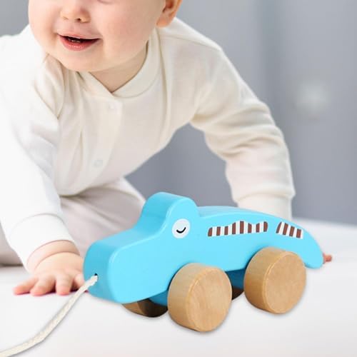 Wooden Pull Along Toy Pull Toy Birthday Gift Cute, Developmental Toy Wood Pulling Toy Wooden Wheel Animal Toy Boys Girls Kids, Crocodile - Image 5