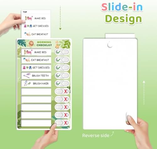 3 in 1 Bedtime/Morning/Weekly Zoo Routine Chart for Kids, Magnetic Chore Chart for Toddlers, Visual Schedule for Kids Toddlers Schedule Board for Home - Image 5