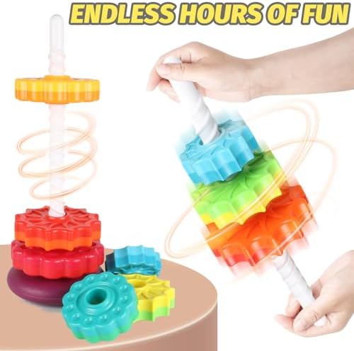 Spinning Stacking Toys for Toddlers 1-3, Ring Stacker for Babies 0-6-12-18 Months, Spinner for Infants, Montessori Autism Sensory Toys, 1 2 3 Year Old Girl Boy Christmas Birthday Gifts - Image 3