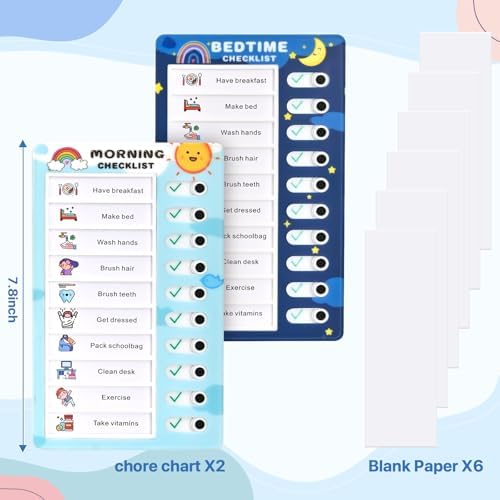 Upgrade 2 Pcs Chores Chart for Kids - Daily Routine Chore Chart for Kids Chore Chart, Visual Schedule Reminder for Kids Checklist Task Planning Board, My Chores to Do List ADHD Tools for Kids - Image 5
