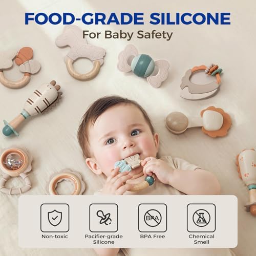 Baby Rattles & Teethers 10PCS, Infant Toys 0-6M, Newborn Sensory Gift Set - Image 4