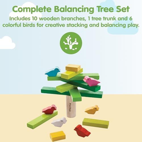 PlanToys® Wooden Balancing Tree Game | Montessori Stacking Toy with Birds for Fine Motor Skills & Coordination | Educational Game for Toddlers, Preschool Kids & Family Play - Image 2