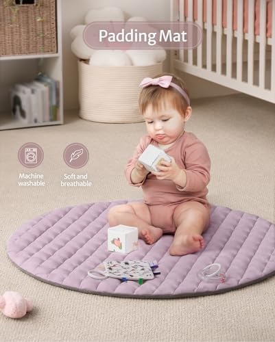 Blissful Diary Baby Play Gym Mat, Tummy Time Activity Mat with 6 Detachable Toys for Stage-Based Sensory & Motor Skill Development, Easy to Install & Clean, Baby Essentials Gift, Lavender Pink - Image 4
