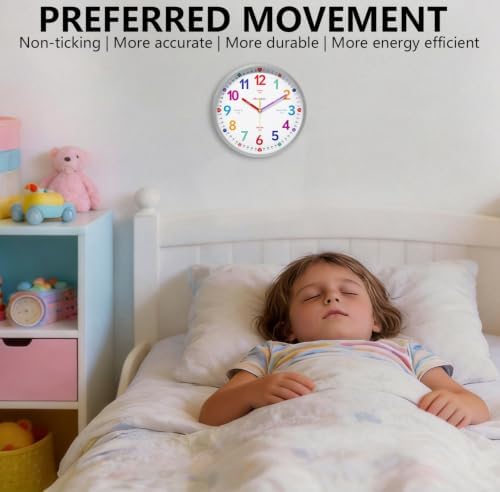 Colorful 8” Silent Learning Teaching Wall Clock for Kids Classroom - Image 4