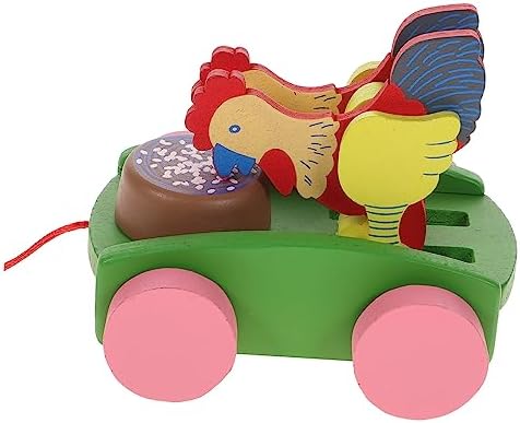 Animal Pull-Along Toy for Toddlers Wooden Early Education Cart Cartoon Animals Develops Hand-Eye Coordination and Cognitive Skills Great for Learning Playtime by Hohopeti
