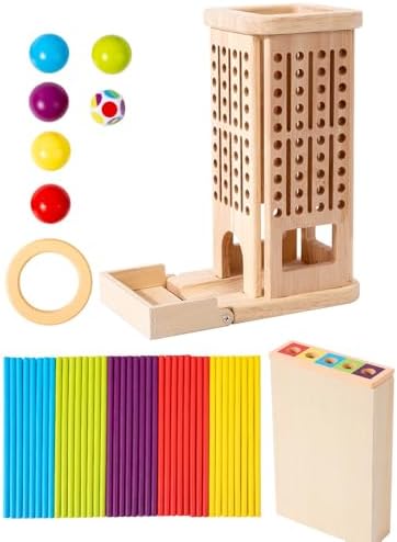 Montessori Game Wooden Board Game, 40 Colorful Wooden Sticks Dice Game Math Educational Toys for 3 4 5 6 Years Old,Math Educational, Fine Motor Skill Toy for Girls Boys, Gift for Kids - Image 4