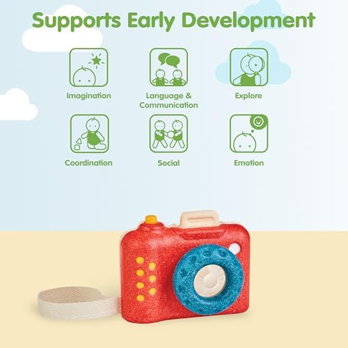 PlanToys® My First Wooden Toy Camera for Toddlers Ages 18+ Months Pretend - Image 5