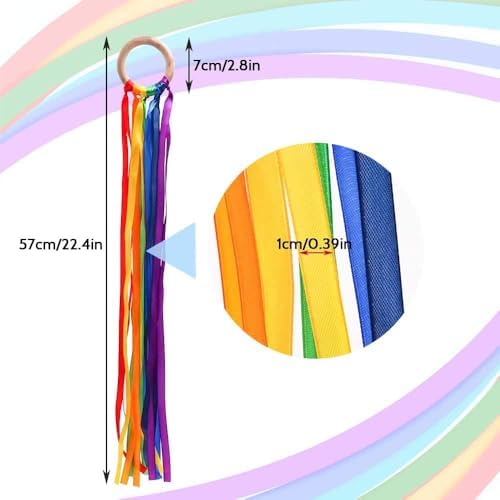 TANOFAR Montessori Toy | Hand Kite | Sensory Ribbon Toy | Waldorf Toy | Wooden Toys | Rainbow Hand Kite - Image 3