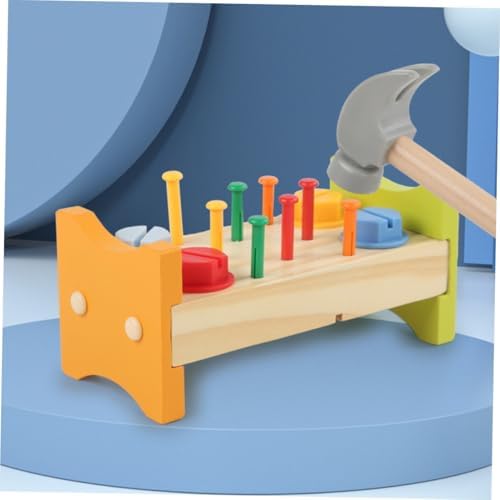 Wooden Pounding Peg Workbench Toy with Hammer for Toddlers - Image 5