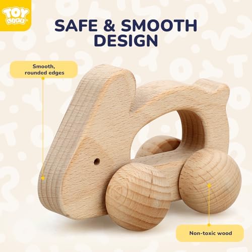 TOY Life Wooden Toys Cars, Montessori Baby Toys 6-12 Months, Wooden Baby Toys Rattle Cars for Toddlers 1-3, Baby Boy Nursery Decor, Montessori Toys for 1 Year Old Boy (Animal Set) - Image 2