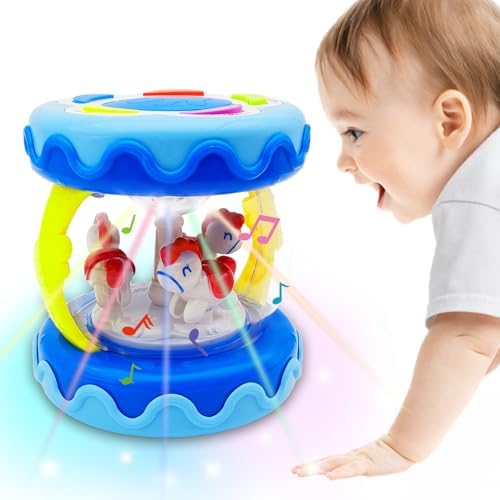 Baby Girl Toys Hand Drum Baby Rotating Musical Light Up Sensory Activity Crawling Toys 2 3+ Year Old Infant Girls Toy Gifts (Blue) by Unknown