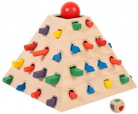 Gralara Pyramid Shape Sorter Hand-Eye Coordination Wooden Shape Sorter Screen Fun Geometric Insert Toy by Gralara