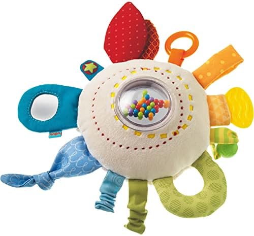 HABA Teether Cuddly Rainbow Round - Soft Activity Toy with Rattling & Teething Elements,Multicolored by HABA