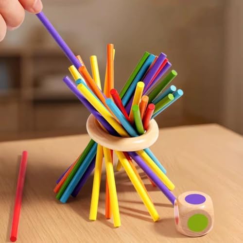 Toddler Wooden Stick Pulling Tower, Interactive Game for Family Game Night & Preschool Learning - Image 5